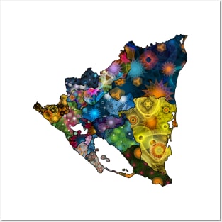 Spirograph Patterned Nicaragua Departments Map Posters and Art